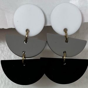 White, grey, black dangly earrings